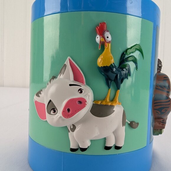 Disney Moana Plastic Mug Set of 2 Kids Handled 3D Characters Blue Reusable - Picture 8 of 12